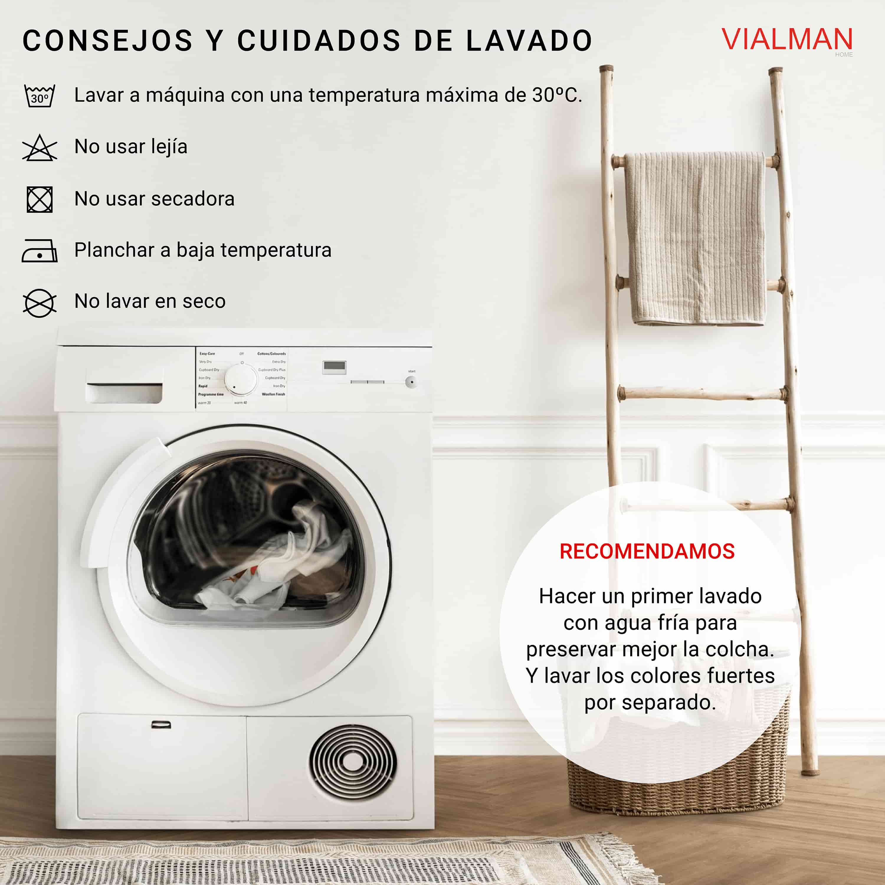 Consejos y cuidados de lavado textiles Vialman